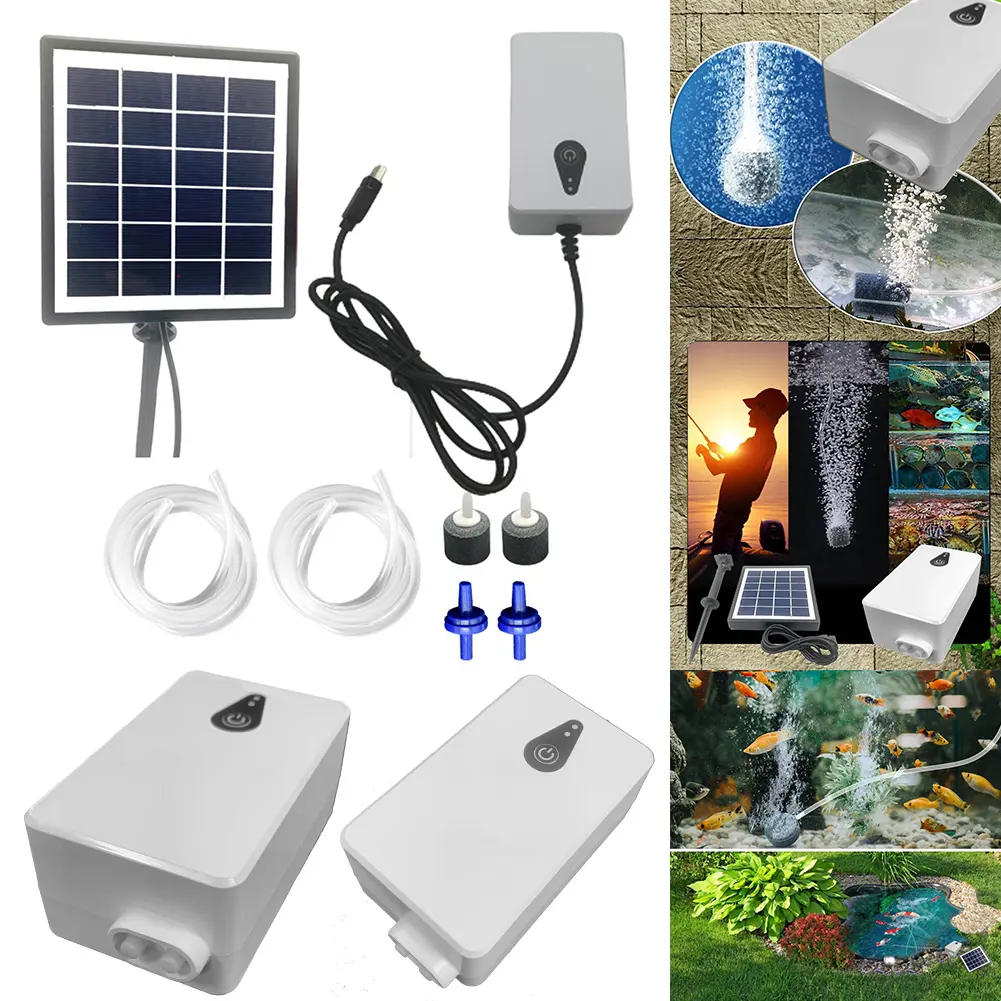 6V 2W Solar Oxygen Pump Fish Tank Oxygenator Aquarium Oxygen Aerator Solar Oxygenator for Garden Fish Tank Outdoor Pool Pond