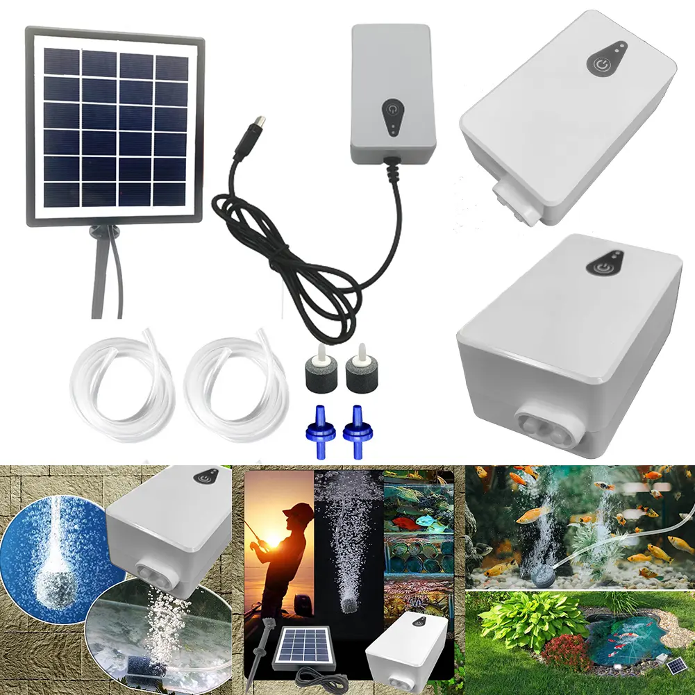 6V 2W Solar Oxygen Pump Fish Tank Oxygenator Aquarium Oxygen Aerator Solar Oxygenator for Garden Fish Tank Outdoor Pool Pond