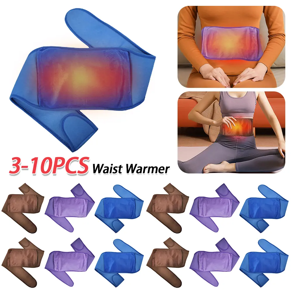 3-10PCS Men Women Winter Warm Belt Cozy Warm Waist Cover Belt Adjustable Waist Cover Belt Warmer Flannel for Pain Relief Cramps