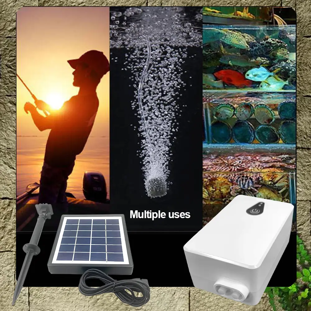 6V 2W Solar Oxygen Pump Fish Tank Oxygenator Aquarium Oxygen Aerator Solar Oxygenator for Garden Fish Tank Outdoor Pool Pond