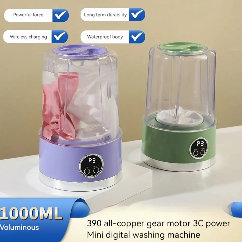 Portable Mini Washing Machine Cordless Underwear Washing Cup Mini Washer for Apartment Dorm Hotel Travel & Camping