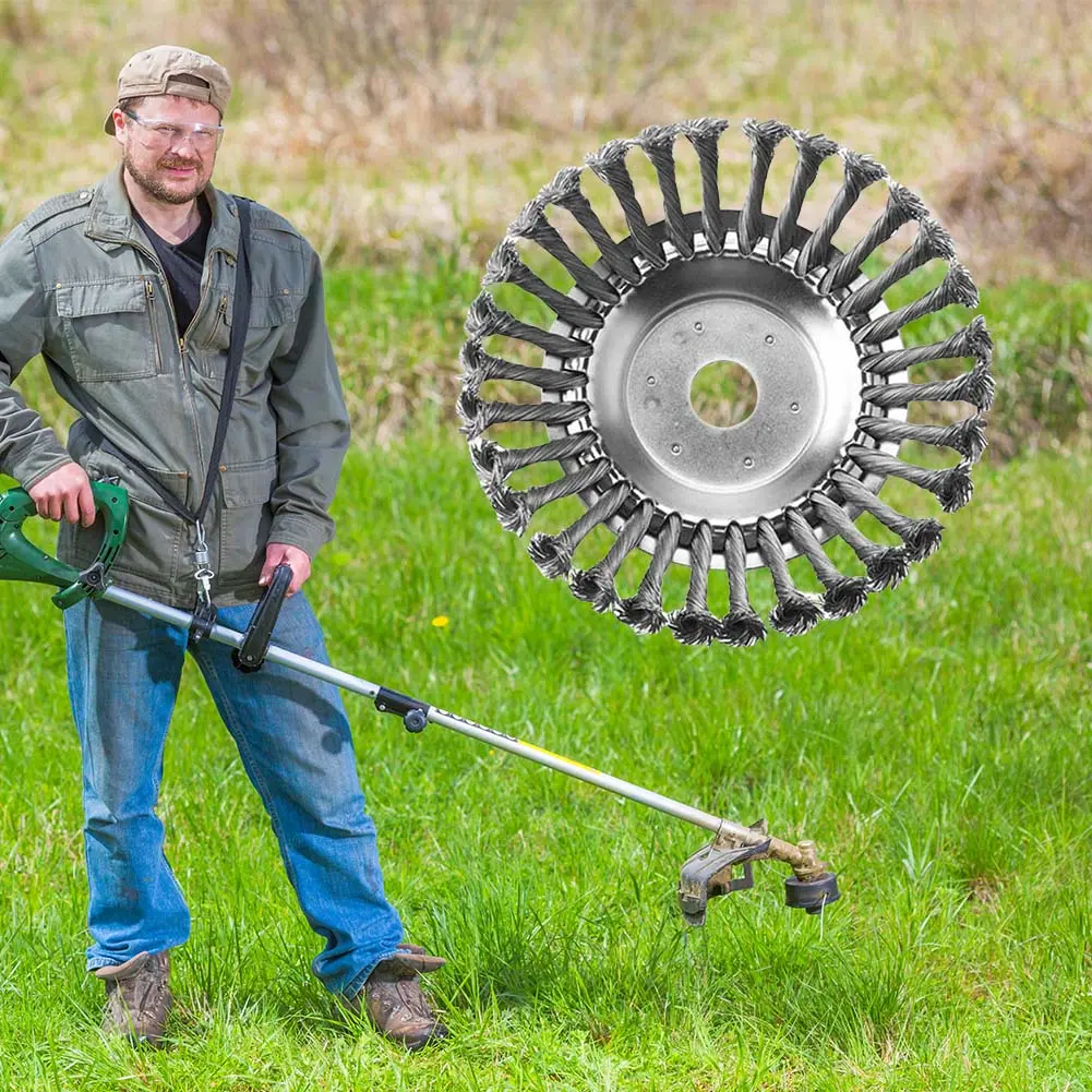 6/8inch Steel Wire Rotary Brush Cutter Trimmer Head Weed Eater Head Weeds Blade Cutter for Moss Grass Rust Removal