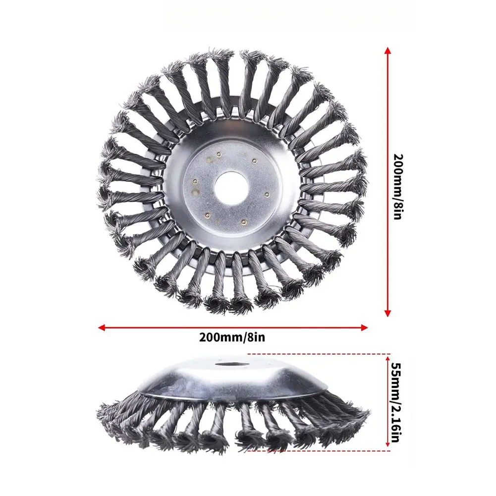 6/8inch Steel Wire Rotary Brush Cutter Trimmer Head Weed Eater Head Weeds Blade Cutter for Moss Grass Rust Removal