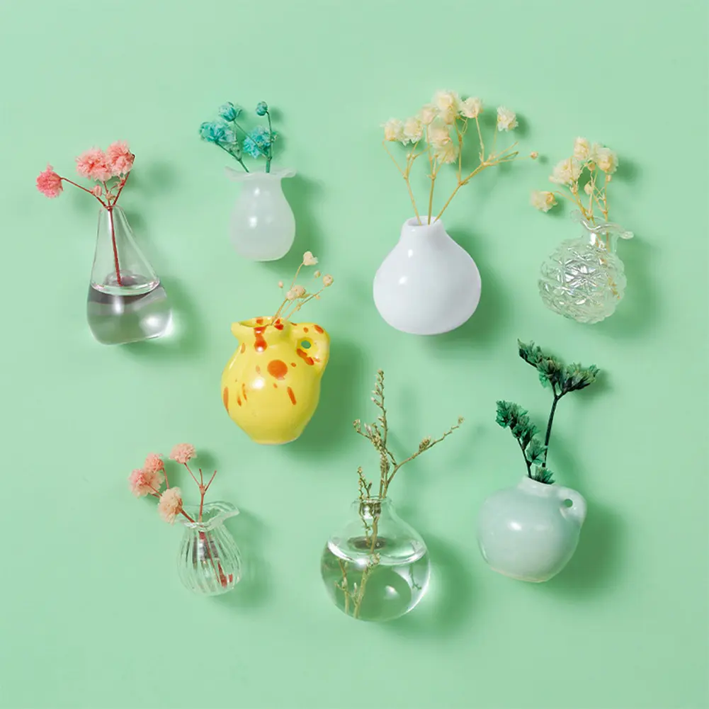 8/5PCS Cute Ceramic Vase Refrigerator Magnets Fridge Magnets Refrigerator Stickers for Home Kitchen Office Locker Whiteboard