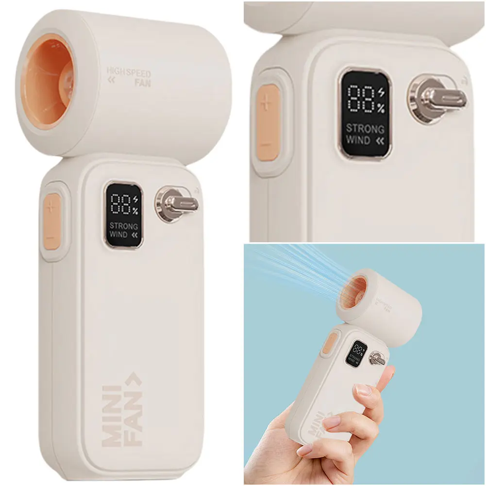 High Speed Fan LED Display Handheld Turbo Fan Rechargeable Electric Cooling Fan Mini Personal Fan for Outdoor Travel