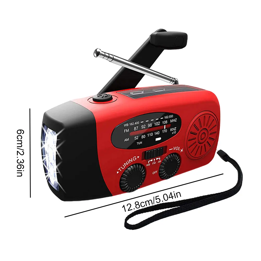 Solar Powered Radio Hand Crank Emergency Radio with LED Flashlight Portable Weather Radio Solar Radio for Camping Travel Outdoor