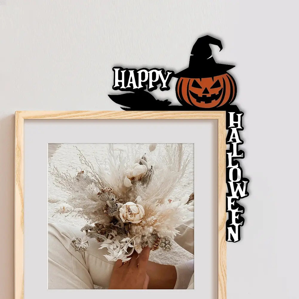 Halloween Pumpkin Door Corner Sign Door Right Angle Sign Creative Door Corner Decor Funny Door Frame Ornament for Wall Art Decor