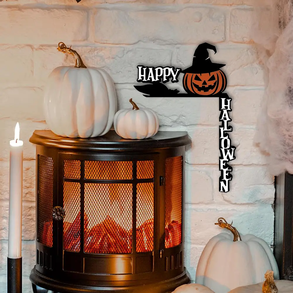 Halloween Pumpkin Door Corner Sign Door Right Angle Sign Creative Door Corner Decor Funny Door Frame Ornament for Wall Art Decor