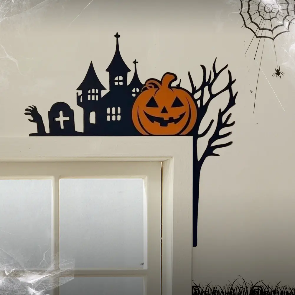 Halloween Pumpkin Door Corner Sign Door Right Angle Sign Creative Door Corner Decor Funny Door Frame Ornament for Wall Art Decor