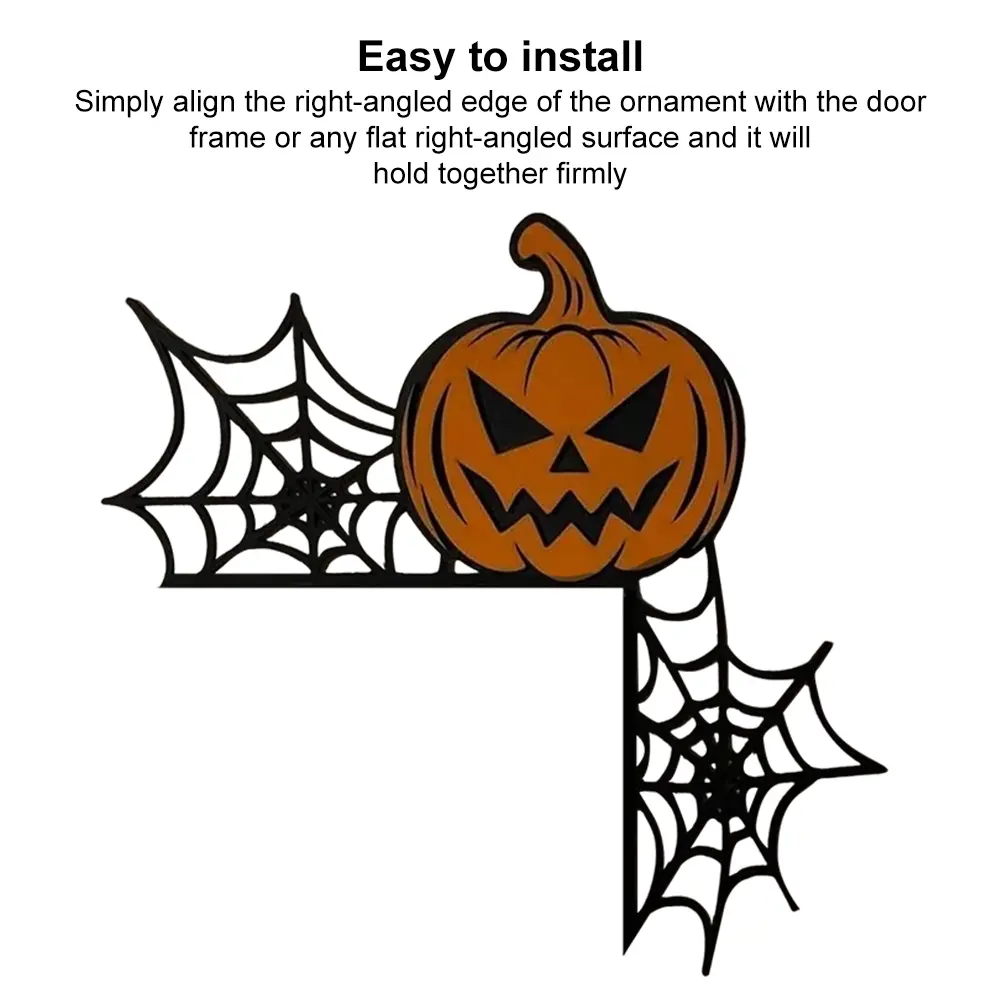 Halloween Pumpkin Door Corner Sign Door Right Angle Sign Creative Door Corner Decor Funny Door Frame Ornament for Wall Art Decor