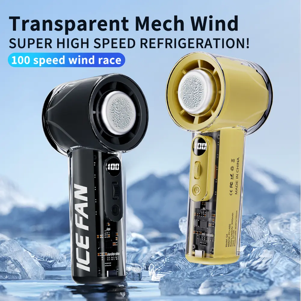 3000mAh 100 Speed Portable Fan LED Digital Display Adjustable High-Speed Fan Battery Operated Cooling Fan for Home Office