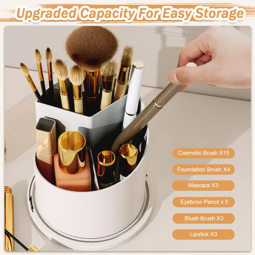 Rotating Makeup Organizer Makeup Storage Box Multi Compartment Cosmetic Container Makeup Display Stand for Lipstick Makeup Brush