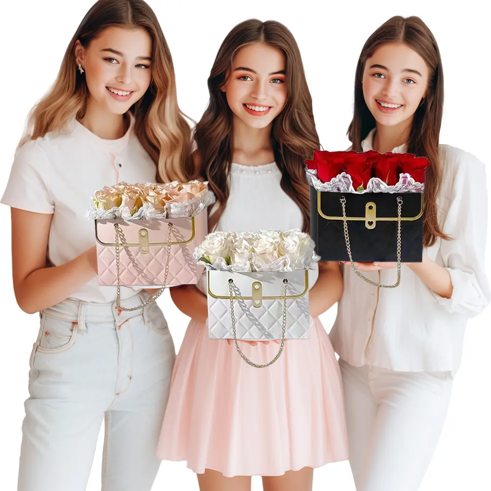 6Pcs Flower Paper Gift Bags Wear Resist Bouquet Storage Box Multi-Purpose Flower Wrapping Basket for Wedding Birthday Gift Wrap