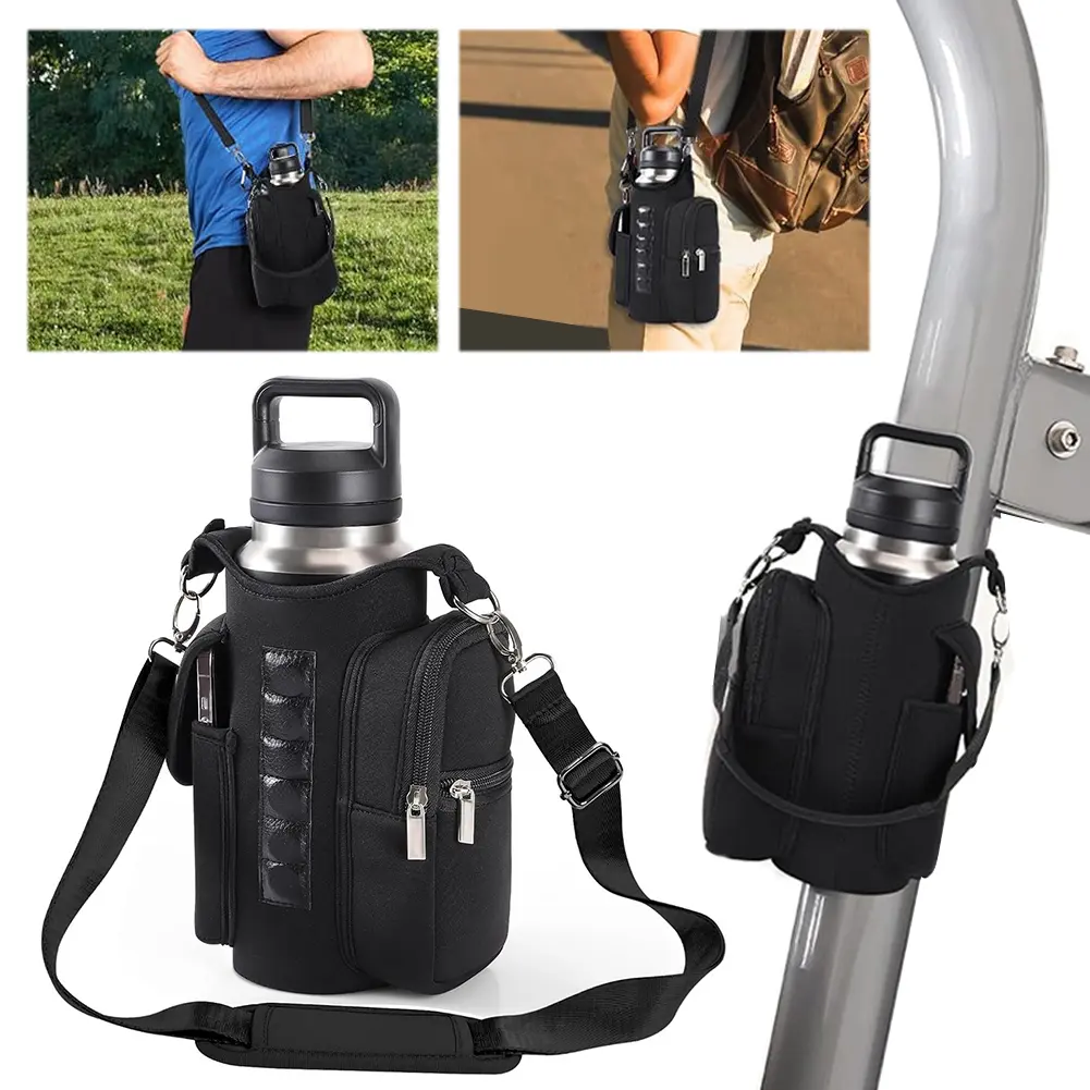 Magnetic Sling Bag Crossbody Water Bottle Pouch Phone Holder Water Bottle Carrier Bag for Men Women Fitness Travel Sports