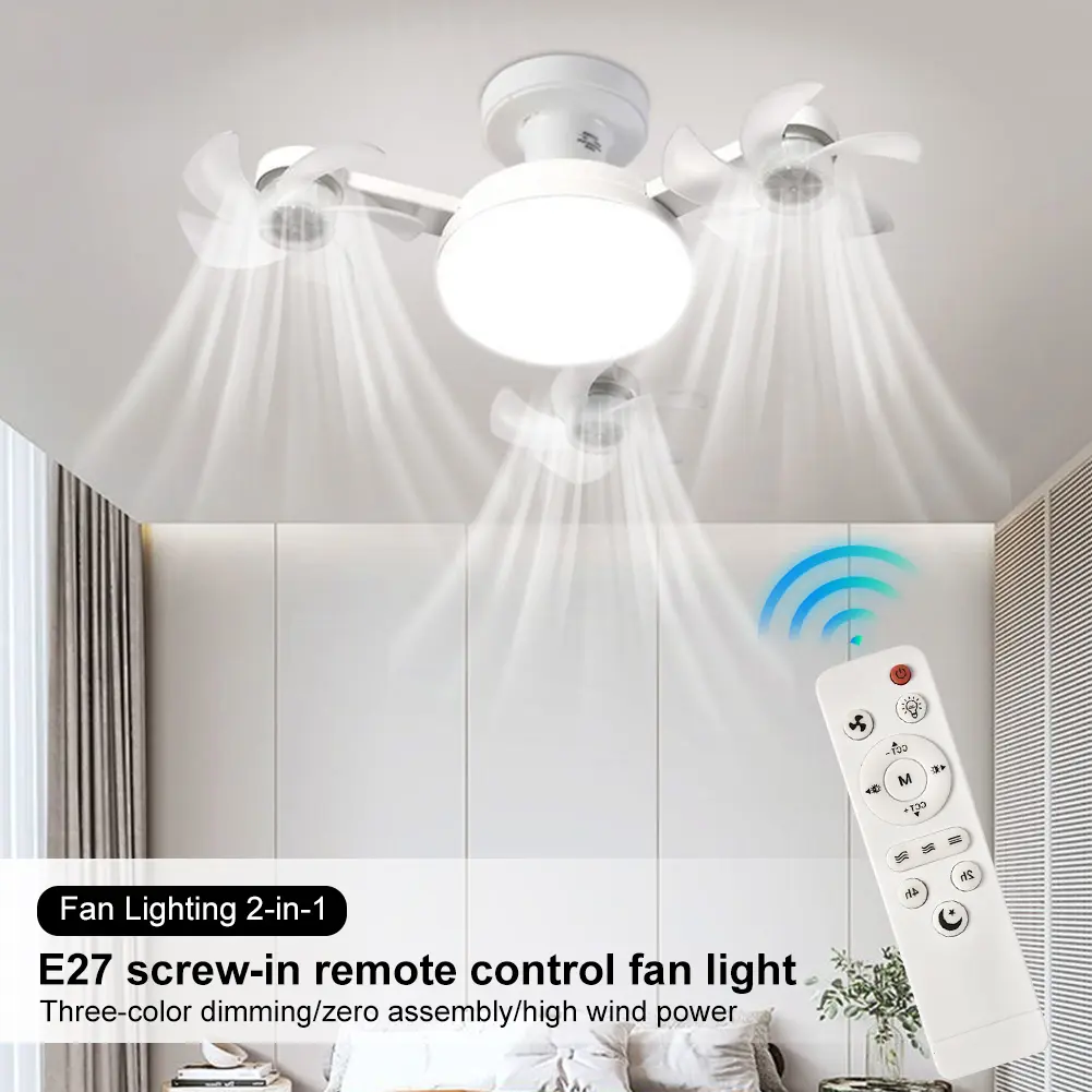 Drone Fan with LED Lantern Remote Control 2 In 1 Hanging Fan E27 Universal Dimming Drone Fan for Dining Room Bedroom Living Room