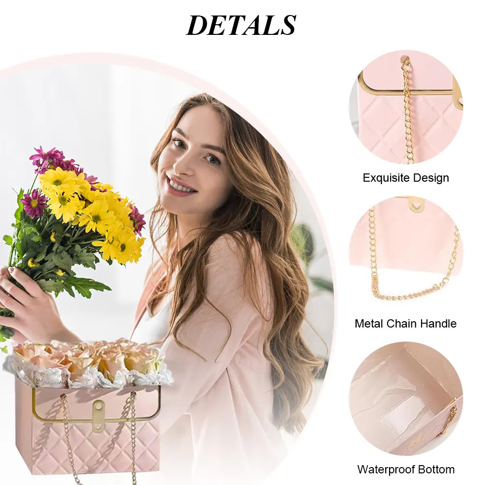 6Pcs Flower Paper Gift Bags Wear Resist Bouquet Storage Box Multi-Purpose Flower Wrapping Basket for Wedding Birthday Gift Wrap