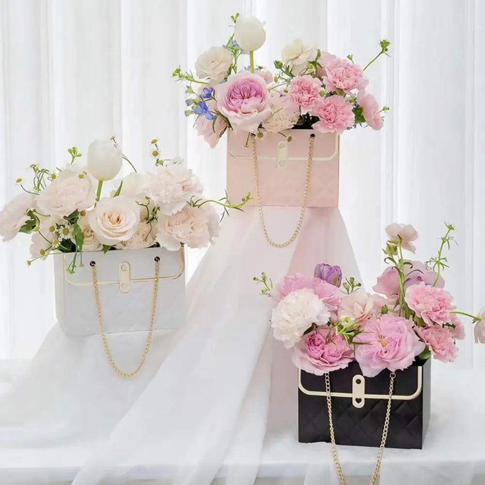 6Pcs Flower Paper Gift Bags Wear Resist Bouquet Storage Box Multi-Purpose Flower Wrapping Basket for Wedding Birthday Gift Wrap