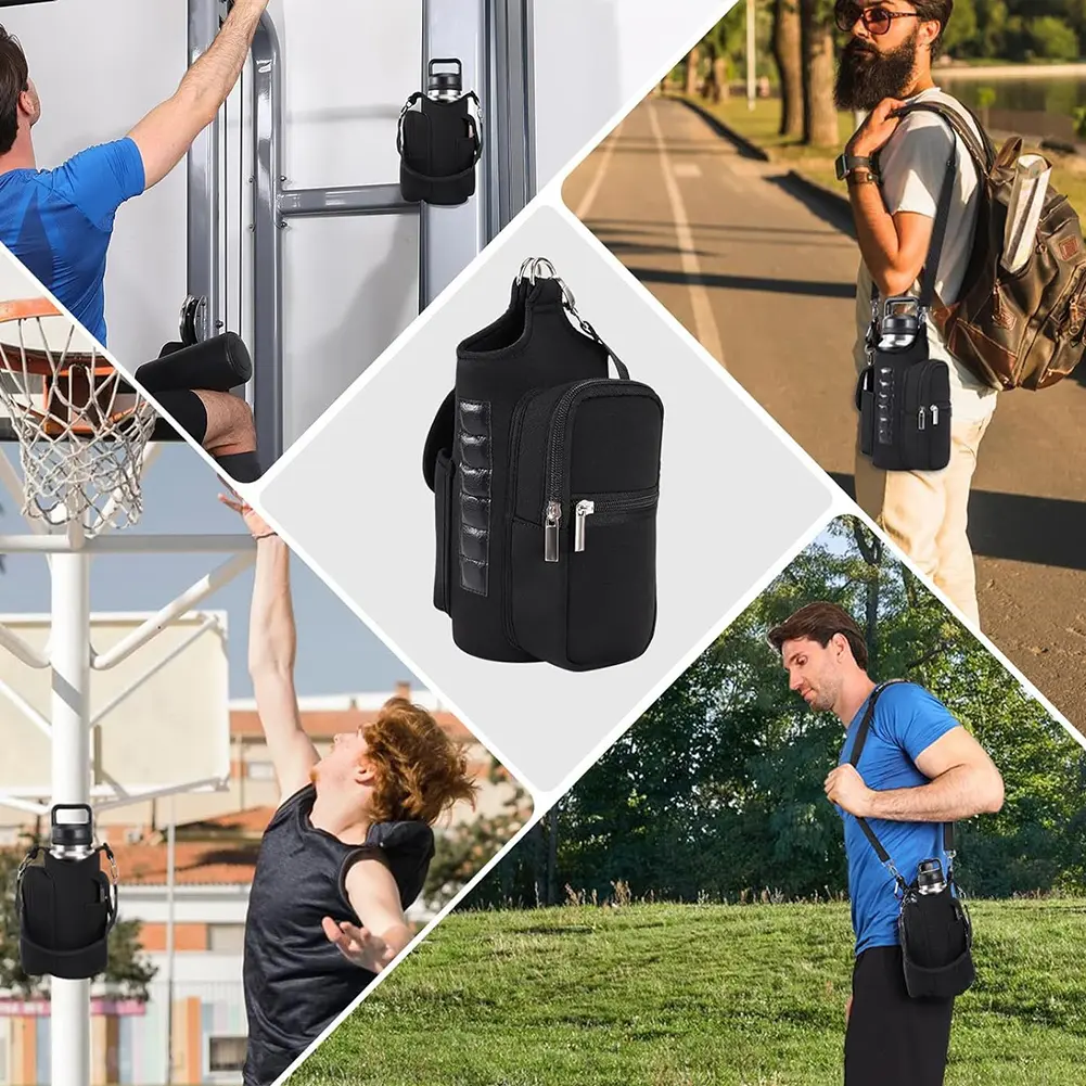 Magnetic Sling Bag Crossbody Water Bottle Pouch Phone Holder Water Bottle Carrier Bag for Men Women Fitness Travel Sports