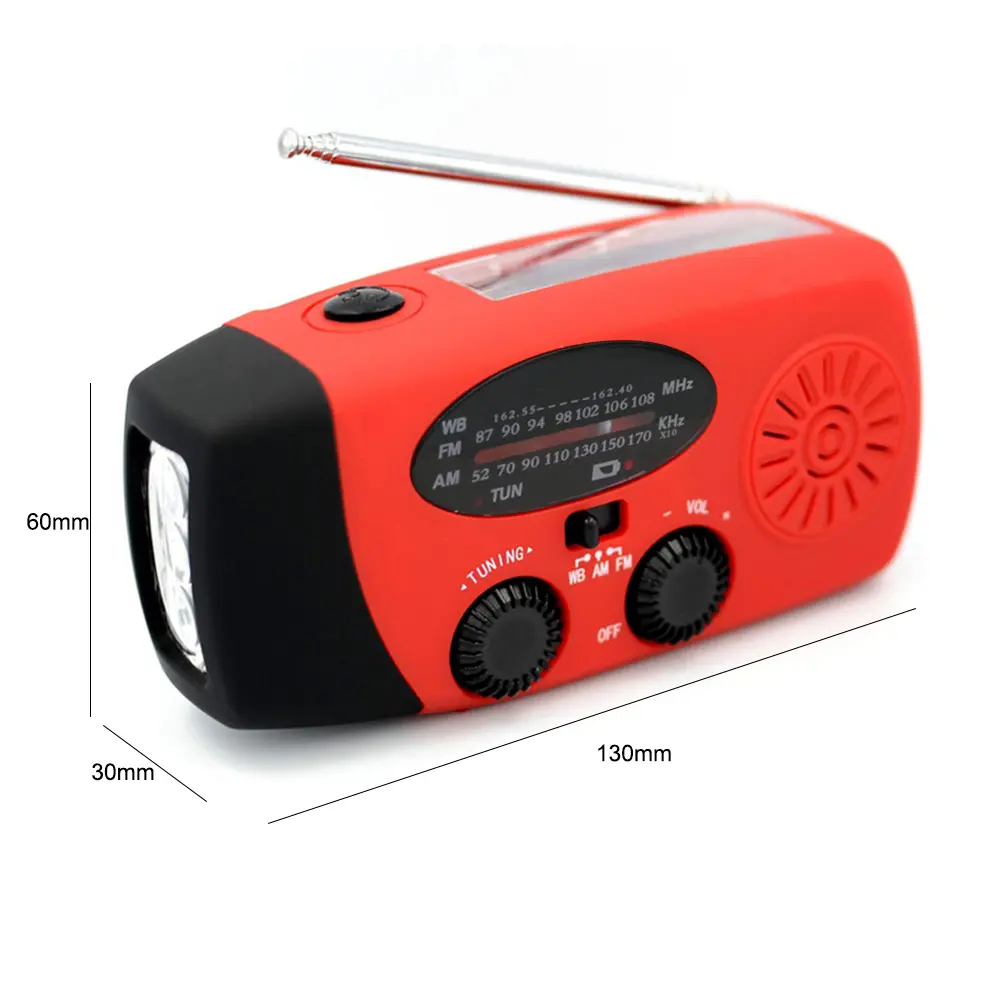USB Charging Emergency Hand Crank Multifunctional Radio Hand Crank Solar USB Charging FM AM WB NOAA Weather Radio
