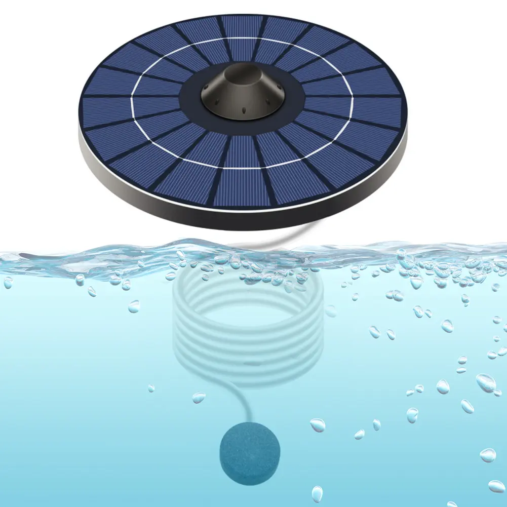 Solar Floating Pond Aerator Solar Powered Air Pump with Air Hose and Bubble Stone Bubble Oxygenator Auto Off for Birdbath