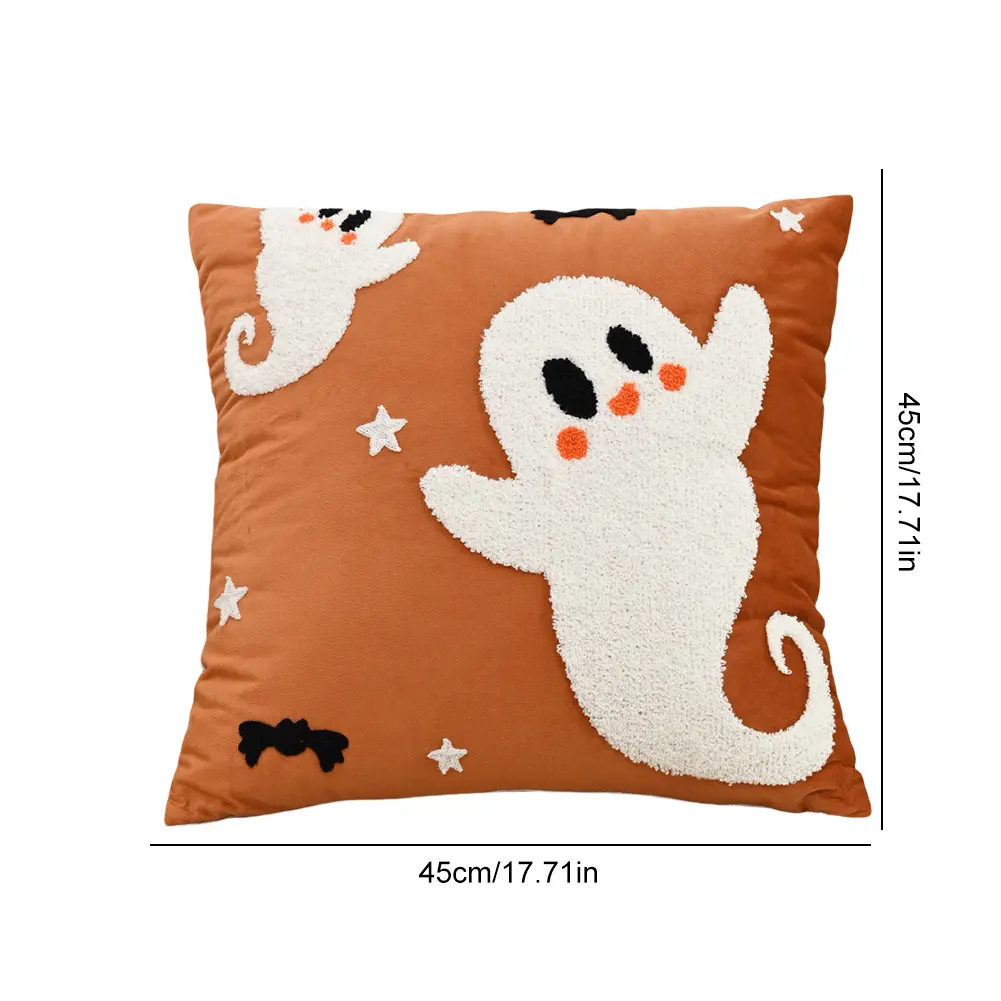 Halloween Embroidered Cushion Cover Funny Pillow Case Embroidered Decorative Pillow Cover for Living Room Sofa