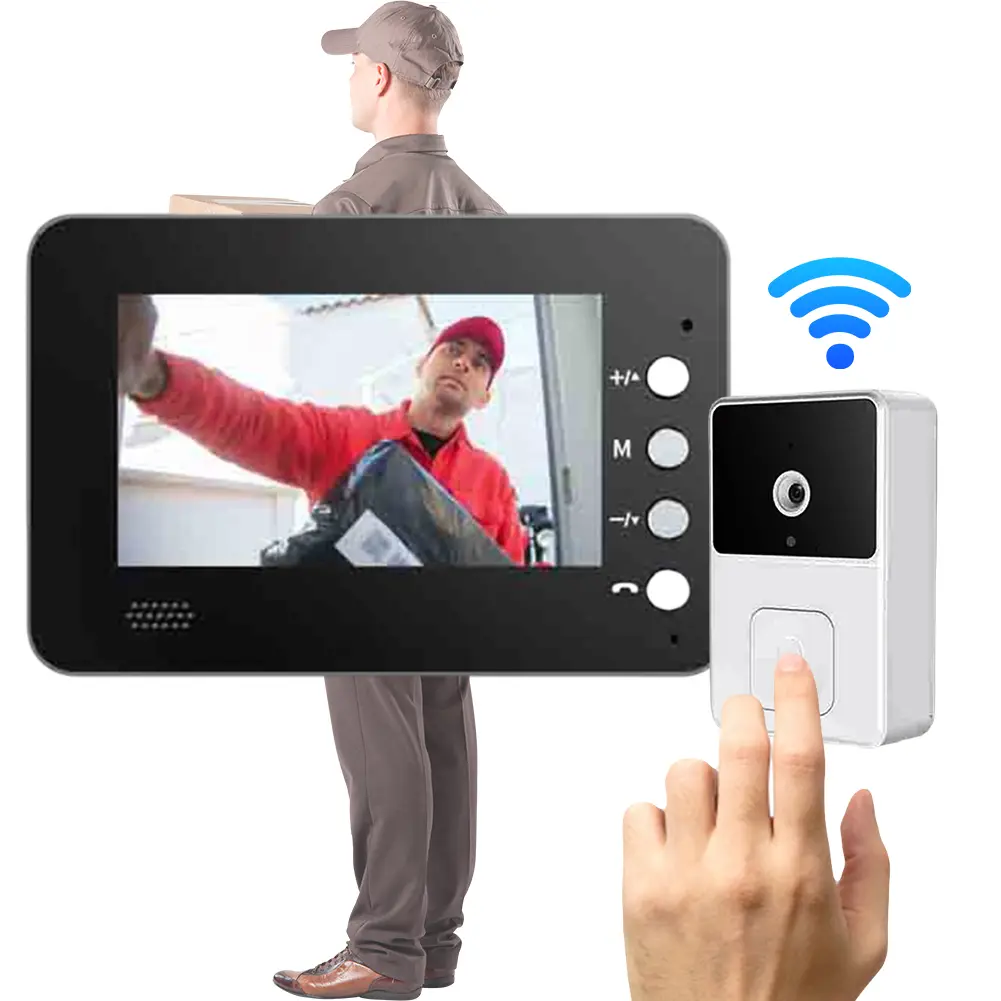 4.3 Inch IPS Screen Wireless Video Doorbell Infrared Night Vision 2.4G Wi-Fi Smart Video Doorbell for Home Surveillance