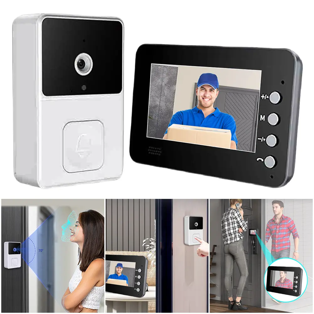 4.3 Inch IPS Screen Wireless Video Doorbell Infrared Night Vision 2.4G Wi-Fi Smart Video Doorbell for Home Surveillance