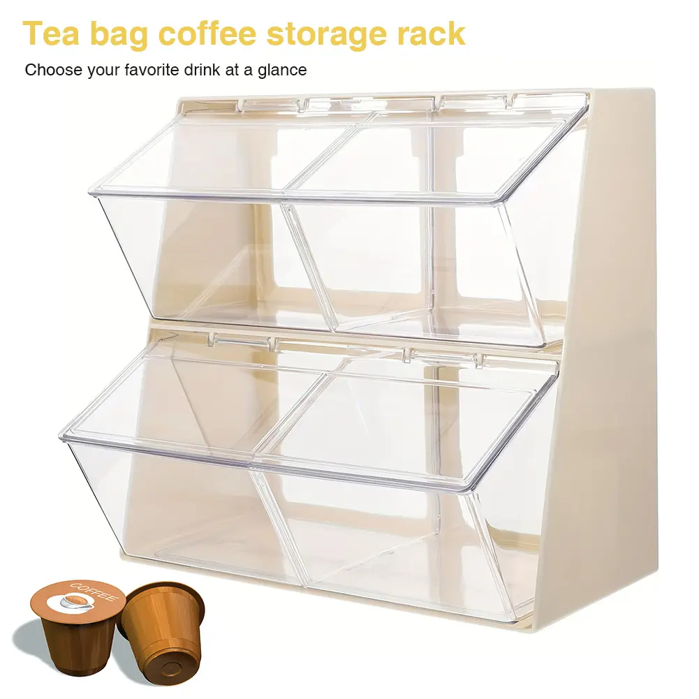 Clear Acrylic Organizer with Lid Coffee Organizer Stackable Tea Storage Container for Countertops Pantries and Cabinets