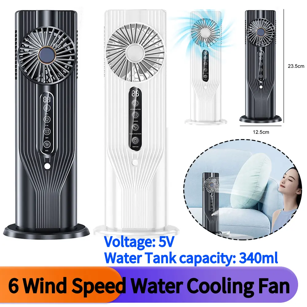 6 Wind Speed Water Cooling Fan 380ml Tank Portable Air Chiller Portable Tower Fan Standing Fan for Bedroom Living Room Office