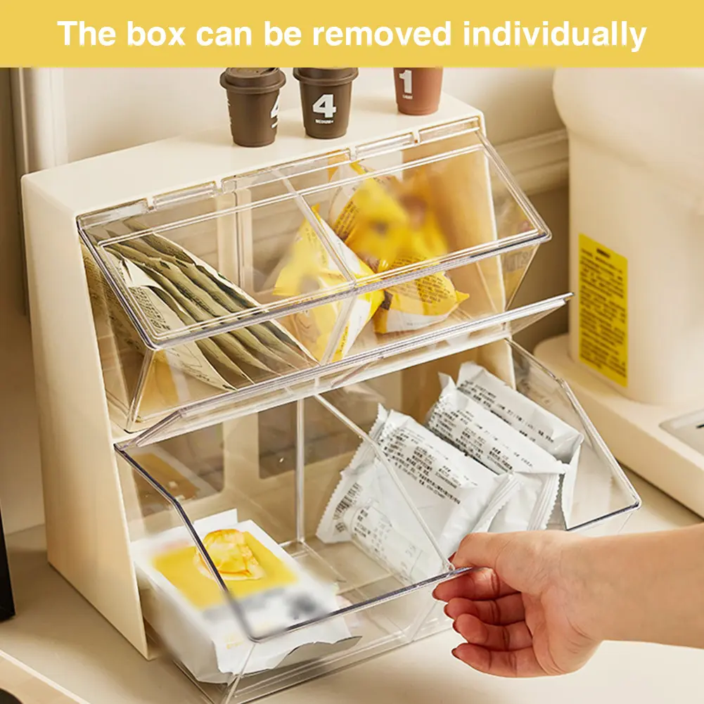 Clear Acrylic Organizer with Lid Coffee Organizer Stackable Tea Storage Container for Countertops Pantries and Cabinets