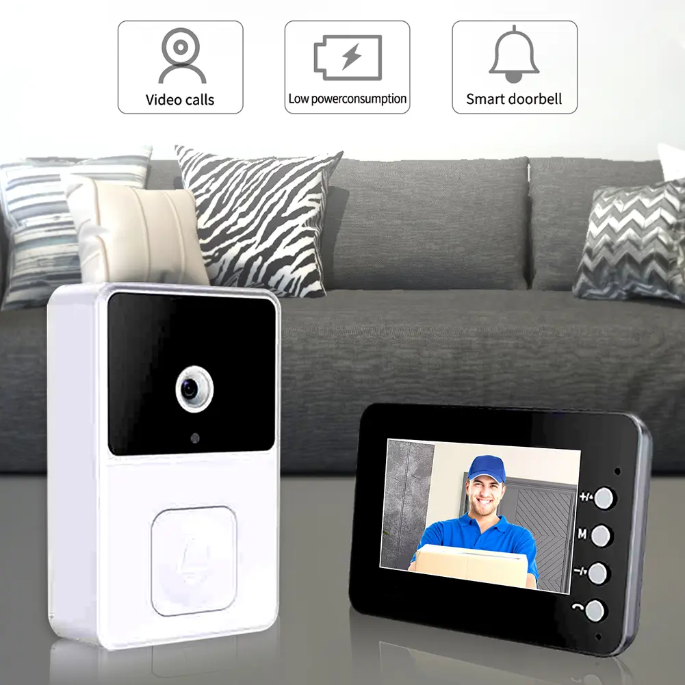 4.3 Inch IPS Screen Wireless Video Doorbell Infrared Night Vision 2.4G Wi-Fi Smart Video Doorbell for Home Surveillance