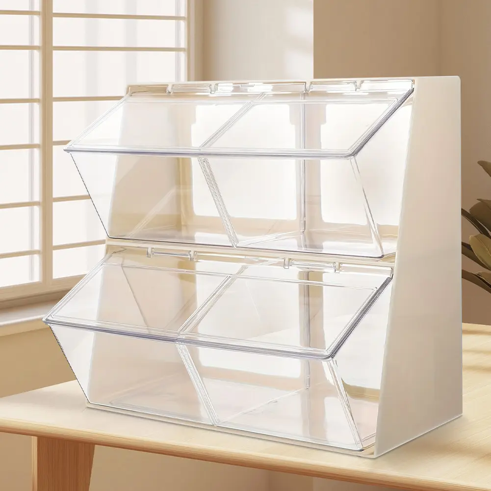 Clear Acrylic Organizer with Lid Coffee Organizer Stackable Tea Storage Container for Countertops Pantries and Cabinets