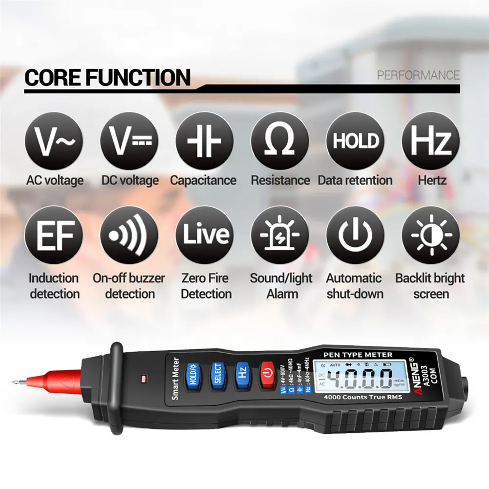 Pen Type Digital Multimeter Manual Range Data Hold AC/DC Ammeter Voltmeter Capacitance Resistance Meter for Electrician