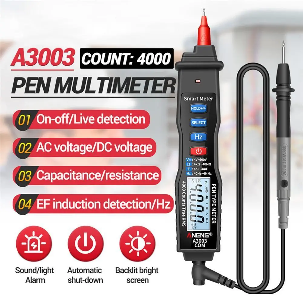Pen Type Digital Multimeter Manual Range Data Hold AC/DC Ammeter Voltmeter Capacitance Resistance Meter for Electrician