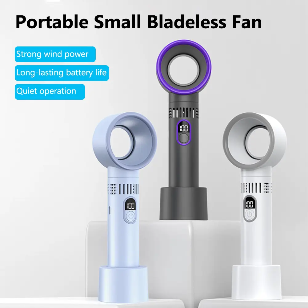 Portable Handheld Fan USB Rechargeable Cooling Bladeless Fan Personal Fan Gifts for Women Men Travel/Camping/Outdoor