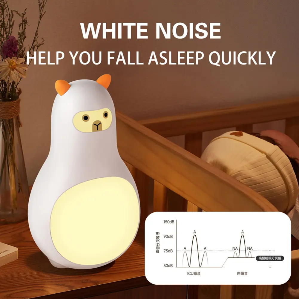 LED Portable Sleeping Aid Speaker with Hook White Noise Speaker 800mAh Lightweight Night Light for Bedroom Living Room Bedside
