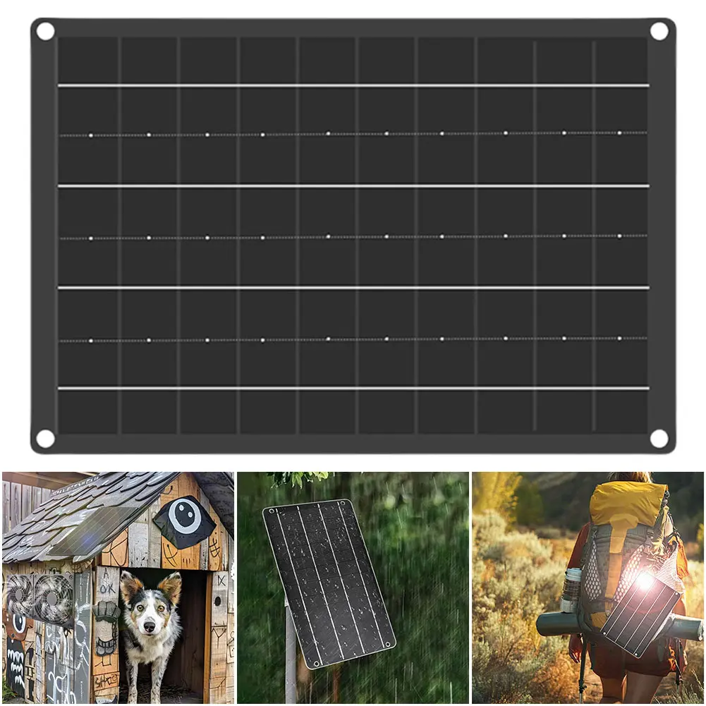 USB Solar Panel Charger 18V 10W Mini Solar Panel Lightweight Solar Phone Charger Waterproof Solar Panel for Outdoor Emergency