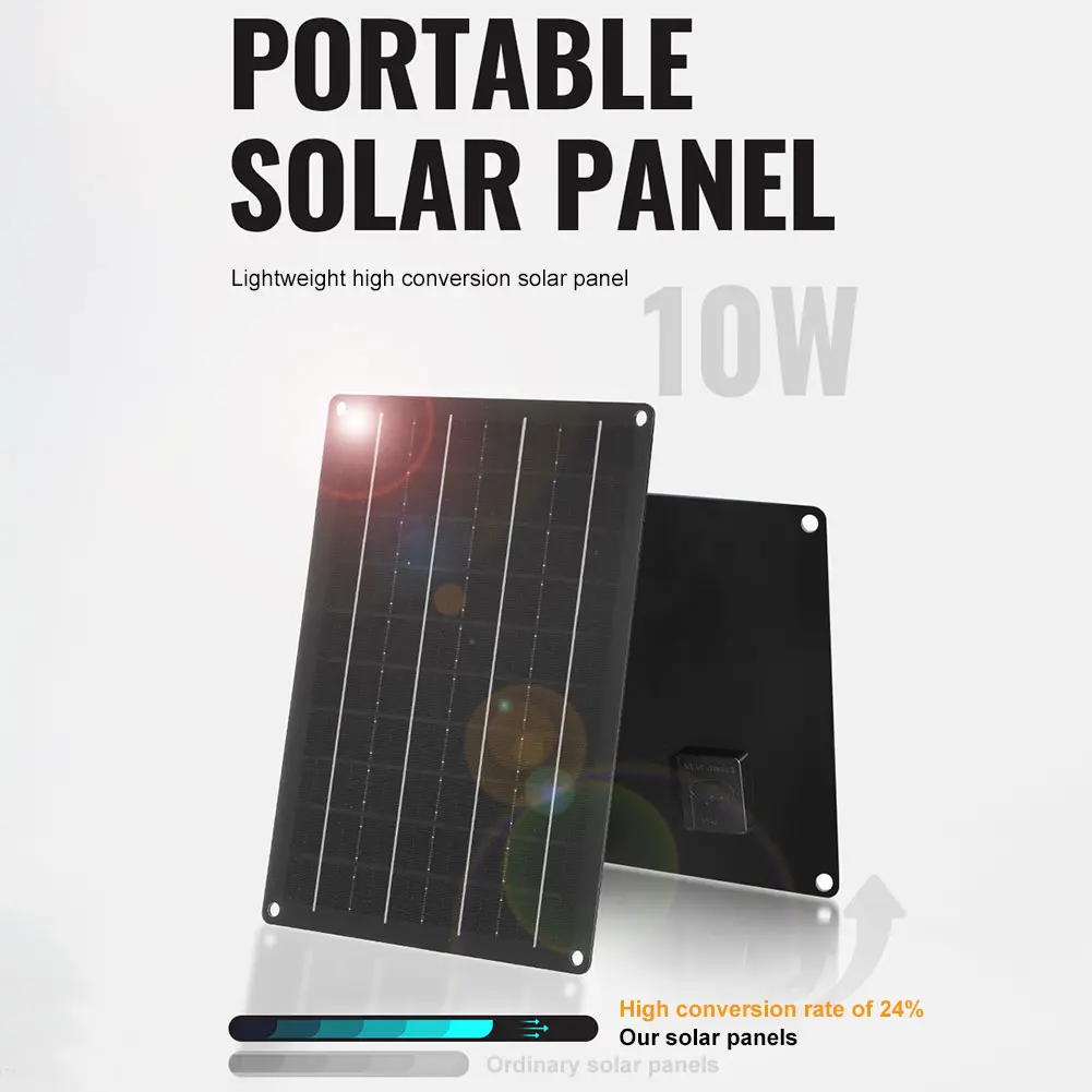 USB Solar Panel Charger 18V 10W Mini Solar Panel Lightweight Solar Phone Charger Waterproof Solar Panel for Outdoor Emergency