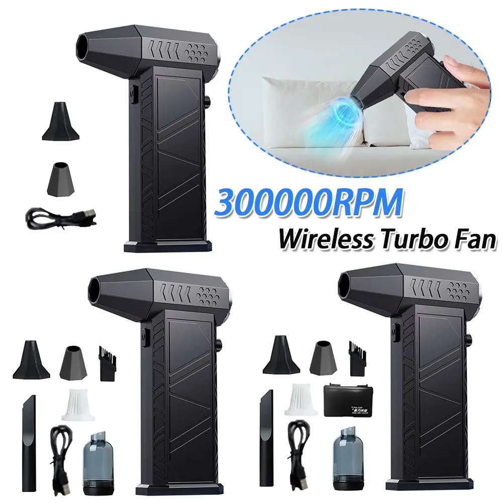 300000RPM Jet Dry Mini Blower Rechargeable Electric Air Duster Multifunctional Portable Turbo Jet Fan Strong Power for Home Car