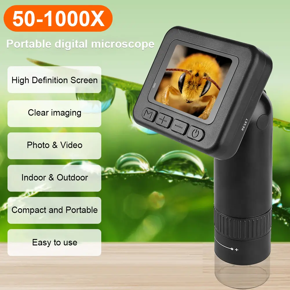 50-1000X Handheld HD Digital Microscope 2 Inch LCD Screen Lab Digital Microscopes Equipment USB High Definition Magnifying Glass