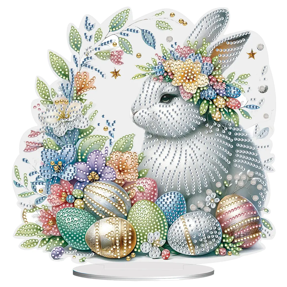 Special Shape Diamond Painting Tabletop Ornaments Kit Egg Easter Diamond Painting Desktop Decorations Flower for Adults Beginner