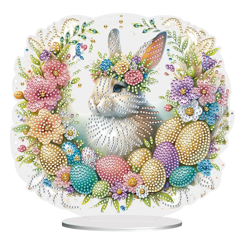Special Shape Diamond Painting Tabletop Ornaments Kit Egg Easter Diamond Painting Desktop Decorations Flower for Adults Beginner
