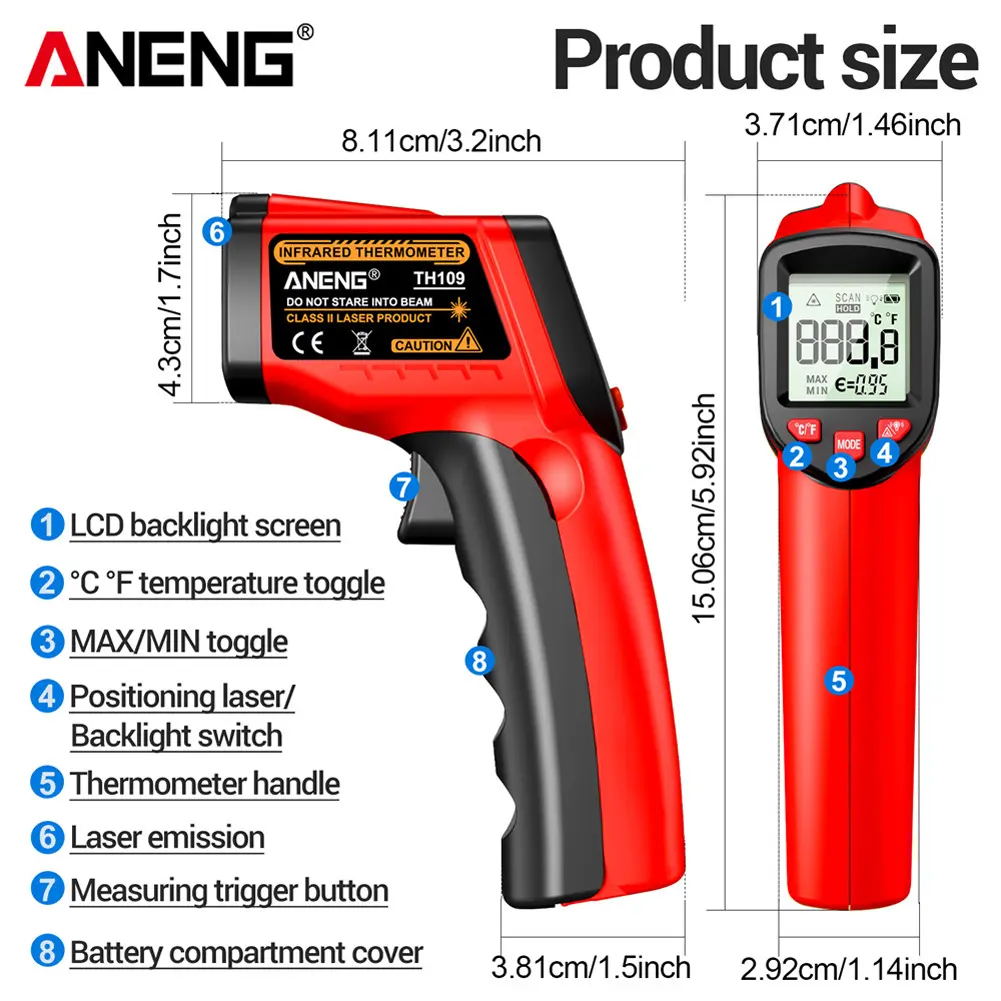 Infrared Non-Contact Thermometer Handheld Oven Thermometer Digital Infrared Thermometer Gun for Cooking Refrigerator Tool