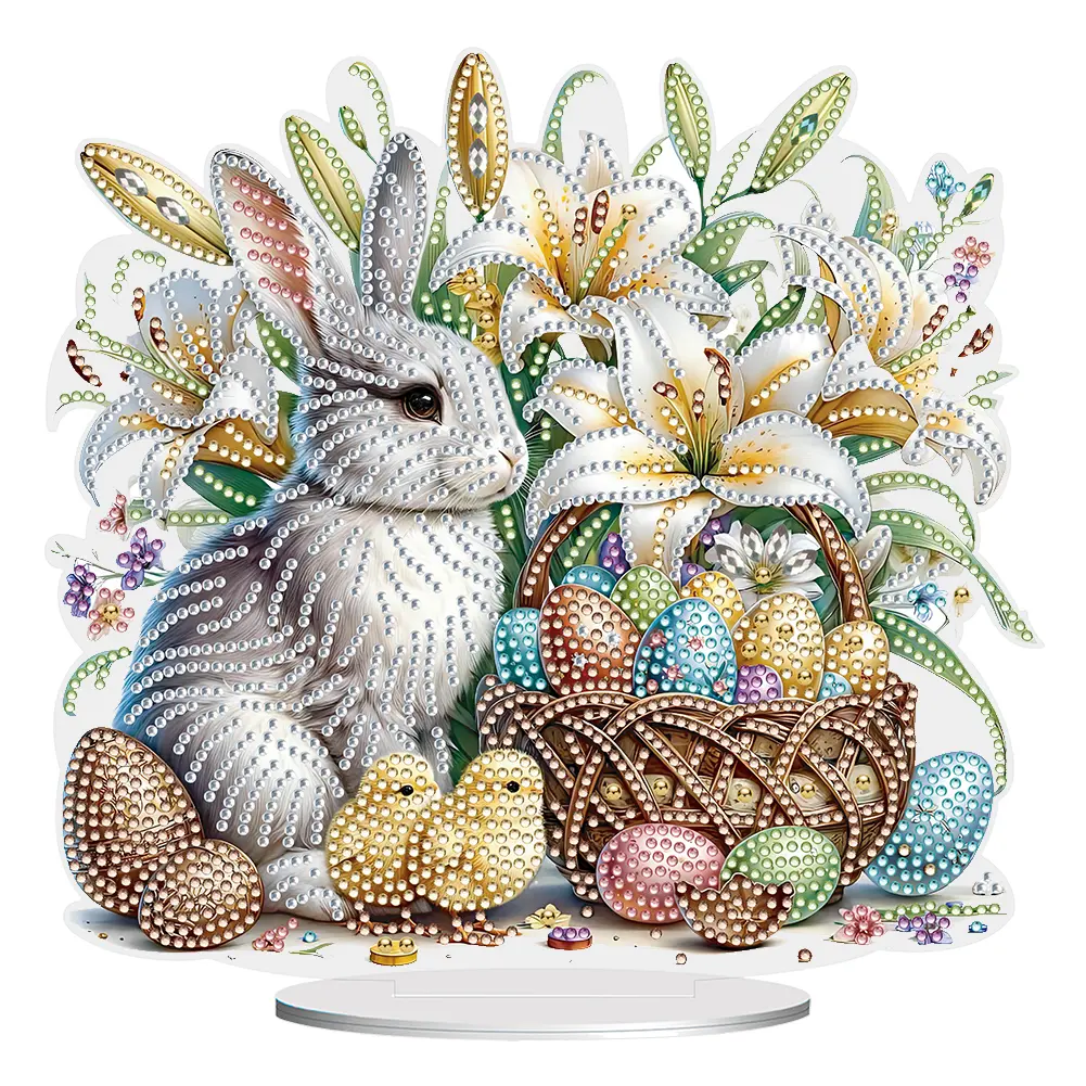 Special Shape Diamond Painting Tabletop Ornaments Kit Egg Easter Diamond Painting Desktop Decorations Flower for Adults Beginner