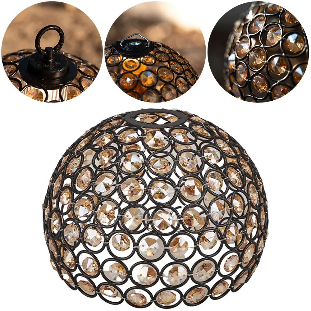 Crystal Lampshade Metal Round Hollow Lampshade Atmosphere Lampshade Decorative Lampshade for Goal Zero Lantern