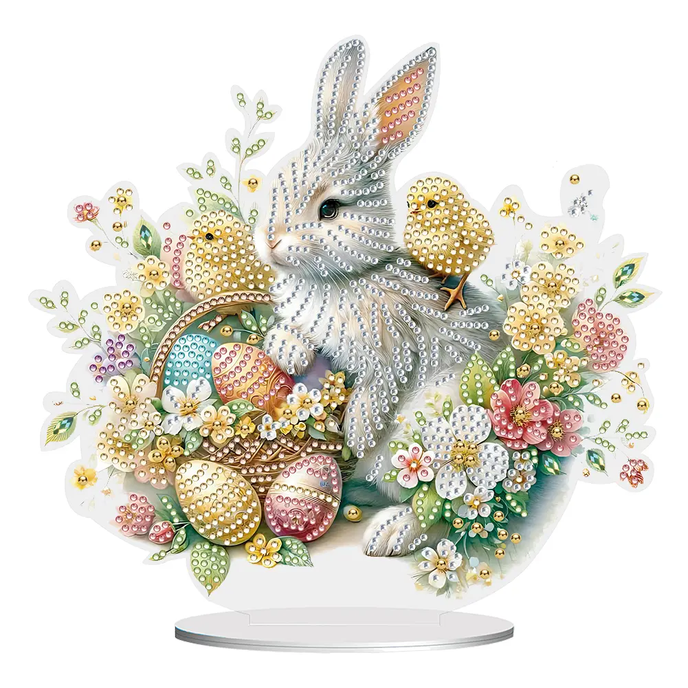 Special Shape Diamond Painting Tabletop Ornaments Kit Egg Easter Diamond Painting Desktop Decorations Flower for Adults Beginner