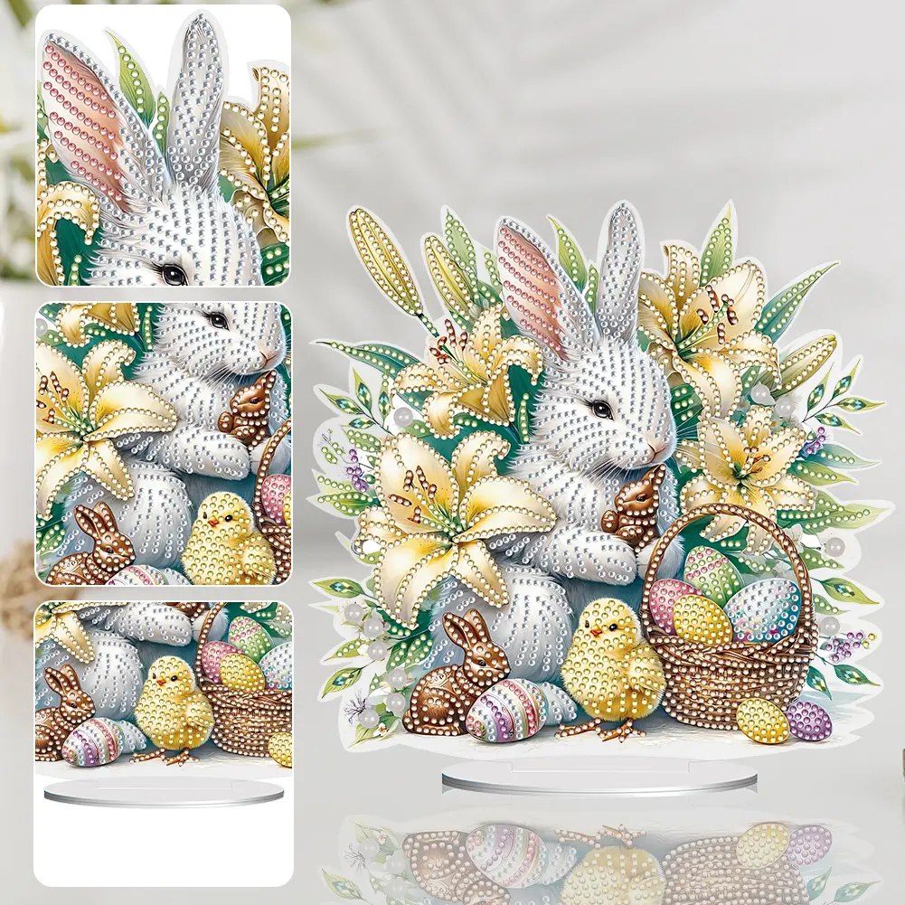 Special Shape Diamond Painting Tabletop Ornaments Kit Egg Easter Diamond Painting Desktop Decorations Flower for Adults Beginner