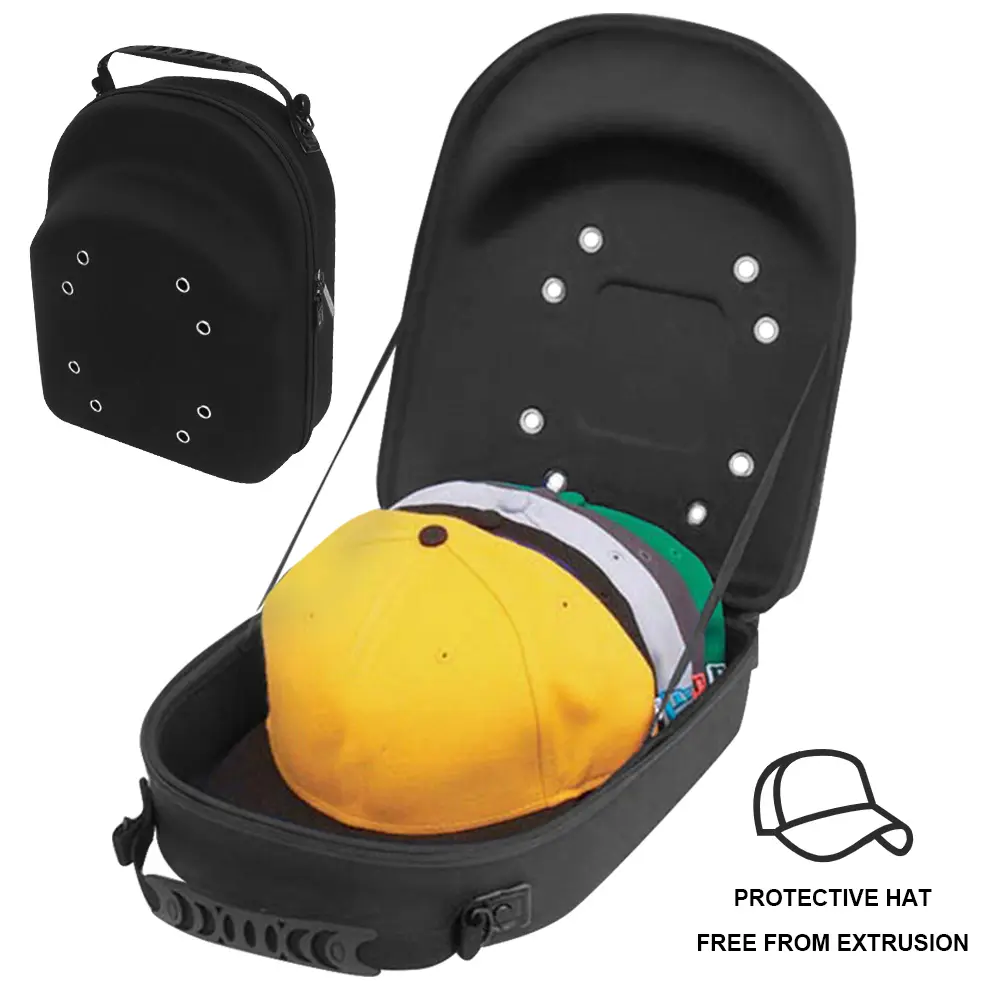 Hard Baseball Hat Case with Adjustable Strap Peaked Cap Storage Bag Wear Resist Baseball Hat Box for Hiking Camping Outdoor Trip