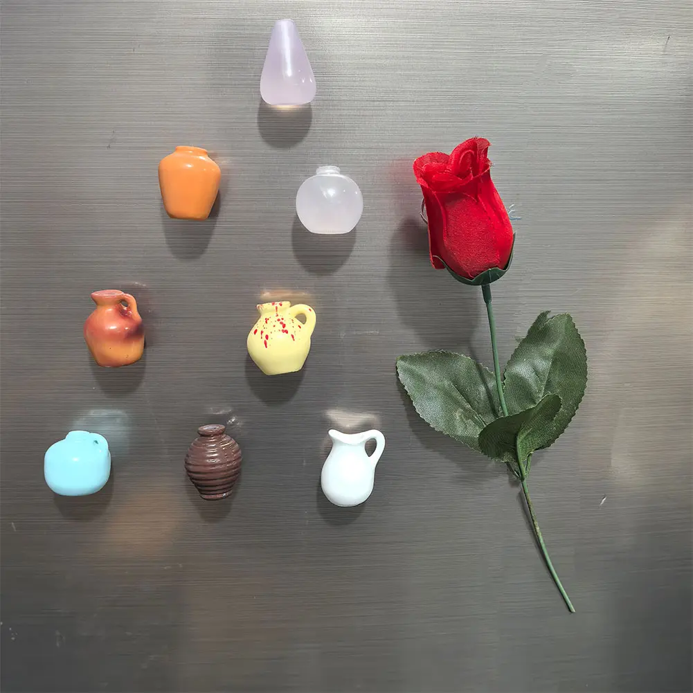 8 pcs Mini 3D Resin Micro Landscape Fridge Ornament Refrigerator Accessories Vase Fridge Magnets Funny Home Magnet Decoration