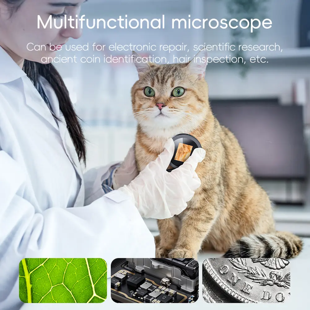 500X Magnification Digital Microscope Rechargeable HD Electronic Autofocus Magnifier Microscope Camera for School Outdoor Teach